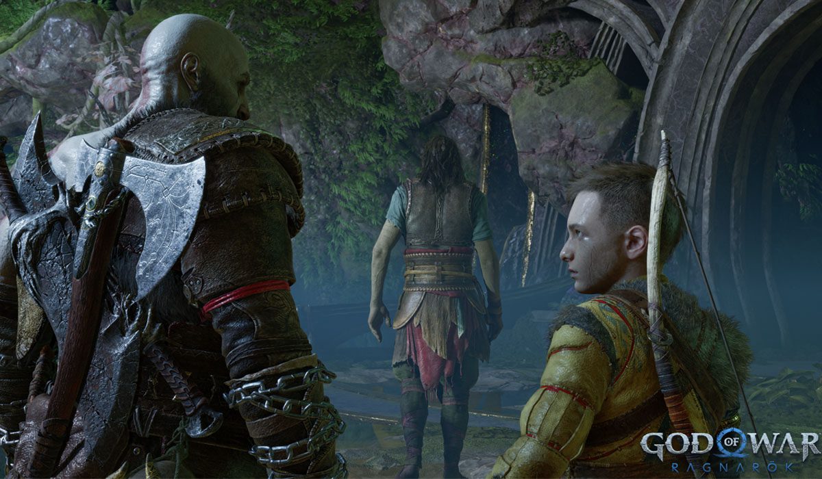 Kratos e Atreus em uma missão com Týr em God of War Ragnarök